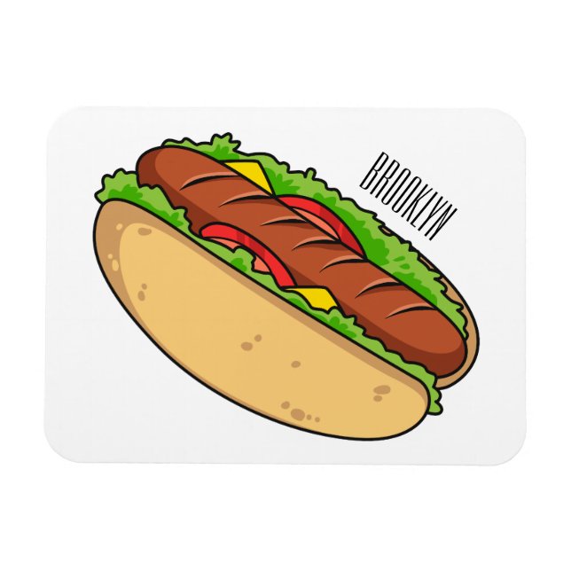 Hot Dog Cartoon Magnet (Horizontal)