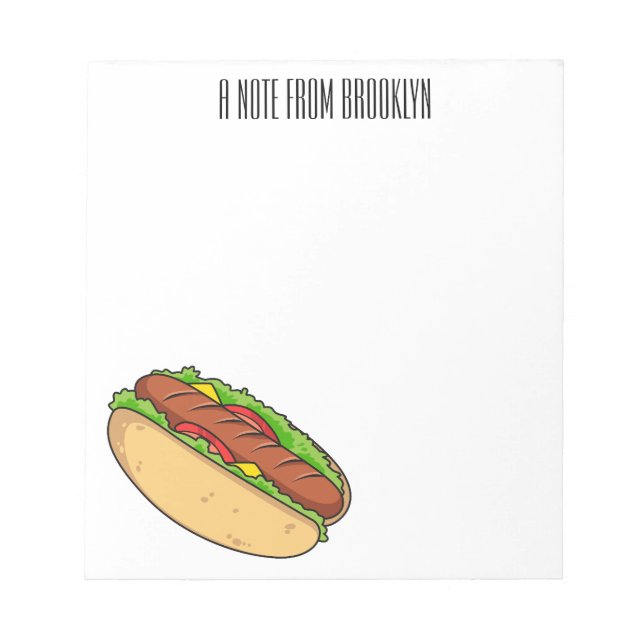 Hot Dog Cartoon Notizblock (Vorderseite)