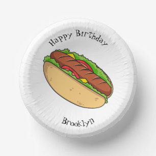 Hot Dog Cartoon Pappteller