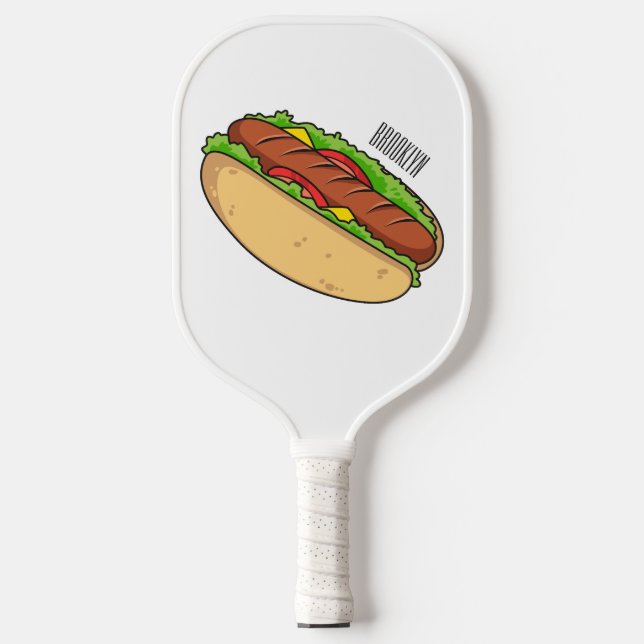 Hot Dog Cartoon Pickleball Schläger (Vorderseite)