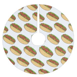 Hot Dog Cartoon Polyester Weihnachtsbaumdecke