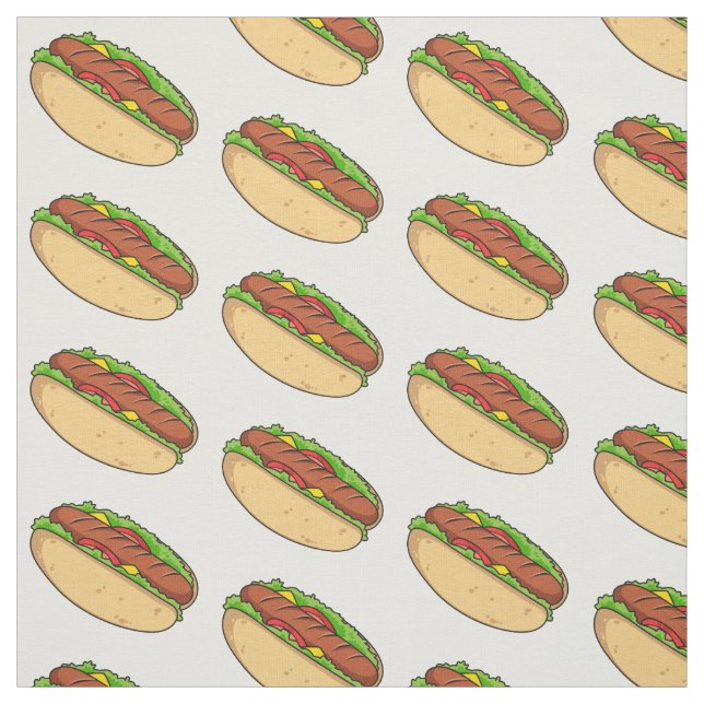 Hot Dog Cartoon Stoff (Muster)