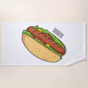 Hot Dog Cartoon Strandtuch
