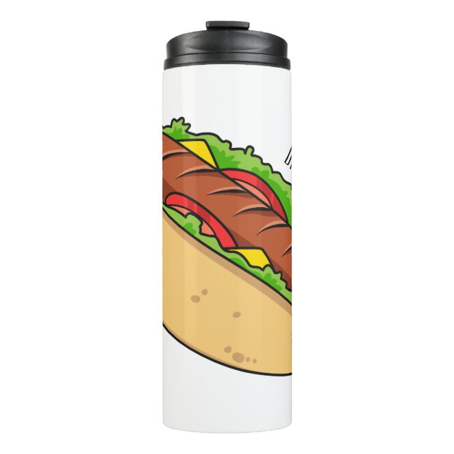 Hot Dog Cartoon Thermosbecher (Vorderseite)