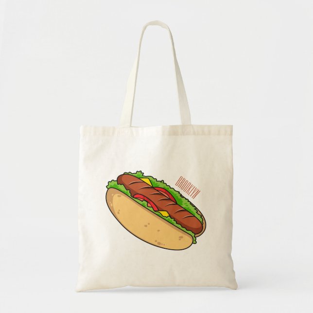 Hot Dog Cartoon Tragetasche (Vorne)