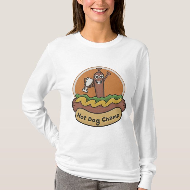 Hot Dog Champ Weiner Trophy Cute Foodie T-Shirt (Vorderseite)