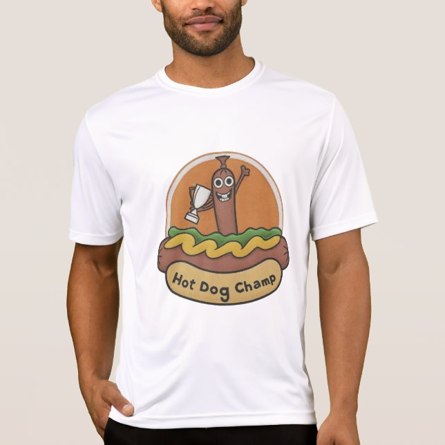 Hot Dog Champ Weiner Trophy Cute Foodie T-Shirt (Vorderseite)