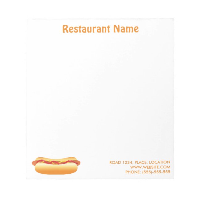 Hot Dog Custom Restaurant Notizblock (Vorderseite)