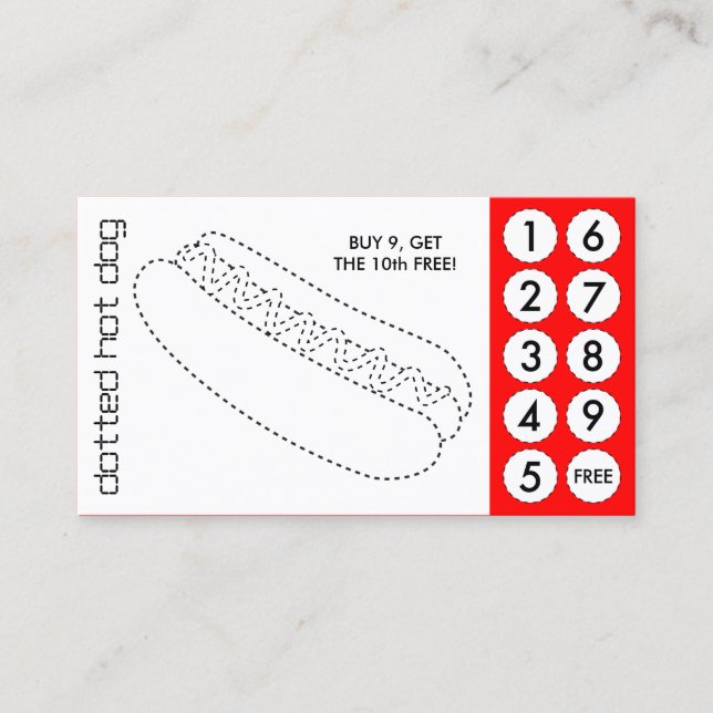 Hot Dog Cut Out Punch Cards Treuekarte (Vorderseite)
