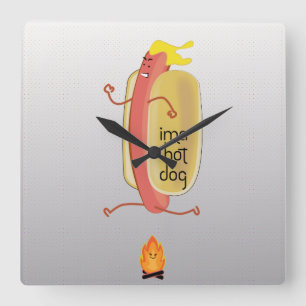Hot Dog Dare Devil Quadratische Wanduhr