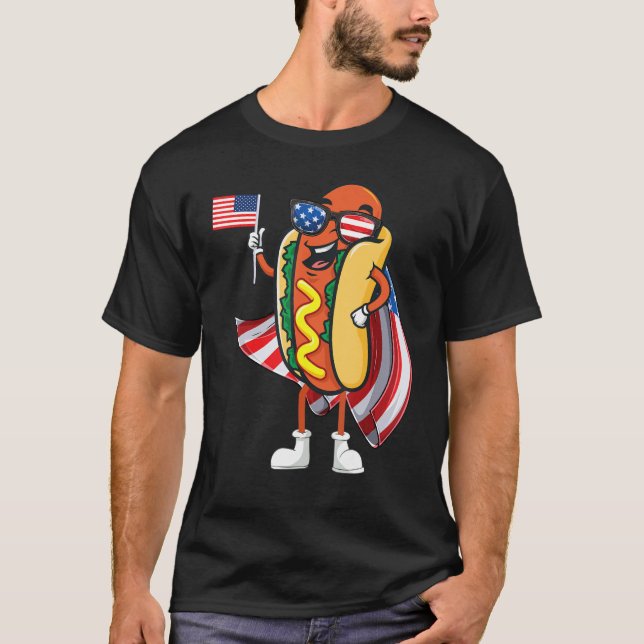 Hot Dog Day Sonnenbrille American Flag USA 4. Ju T-Shirt (Vorderseite)