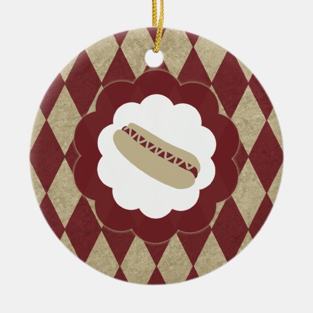 Hot Dog Diamanten Keramikornament (Vorne)