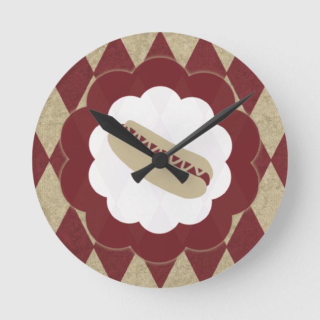 Hot Dog Diamanten Runde Wanduhr (Vorderseite)