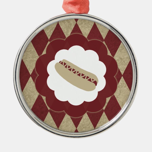 Hot Dog Diamanten Silbernes Ornament (Vorne)