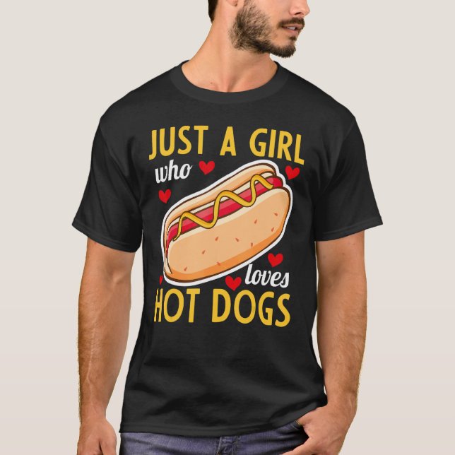 Hot Dog Eating Hot Dog nur ein Mädchen, die Lieben T-Shirt (Vorderseite)