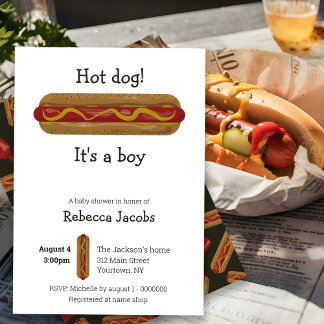 Hot Dog! Es ist eine Kinderdusche-Einladung Einladung