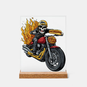 Hot Dog Fahrer � Lustiger Biker-Totenkopf Acrylschild