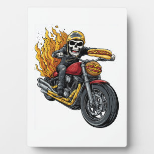 Hot Dog Fahrer � Lustiger Biker-Totenkopf Fotoplatte