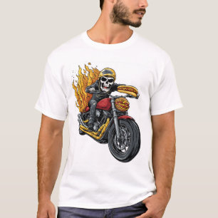 Hot Dog Fahrer � Lustiger Biker-Totenkopf T-Shirt