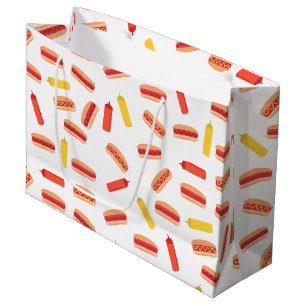 Hot Dog Fast Food GRILLEN Muster Große Geschenktüte