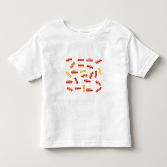 Hot Dog Fast Food GRILLEN Muster Kleinkind T-shirt (Vorderseite)