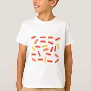 Hot Dog Fast Food GRILLEN Muster T-Shirt