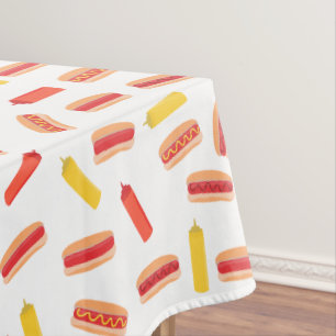 Hot Dog Fast Food GRILLEN Muster Tischdecke