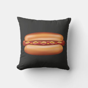 Hot Dog Fast Food Illustration auf dunklem Hinterg Kissen