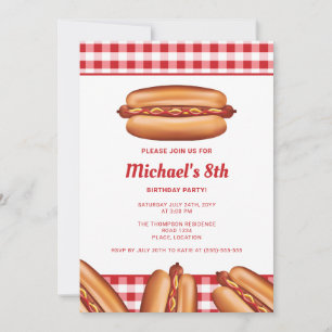 Hot-Dog-Fast-Food-Illustration Geburtstagsfeier Einladung