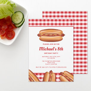Hot Dog Fast Food Illustration Geburtstagsparty Einladung