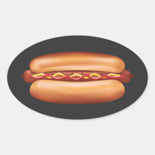 Hot Dog Fast Food Illustration Ovaler Aufkleber
