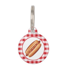 Hot Dog Fast Food Snack auf rotem Gingham