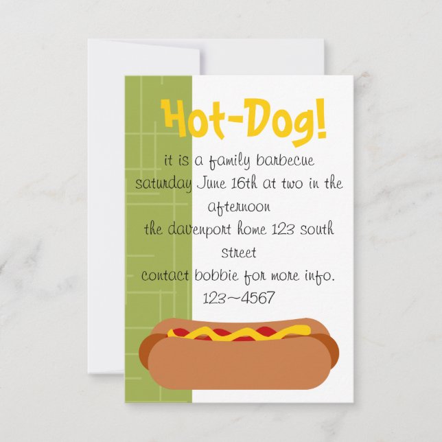 Hot Dog! Feier Einladung (Vorderseite)