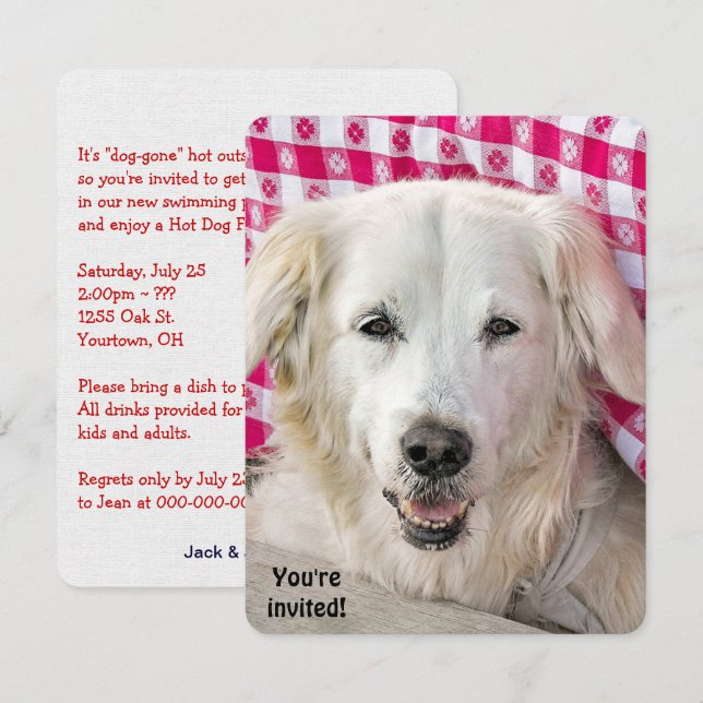 Hot Dog Fry Einladung (Vorne/Hinten)