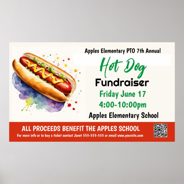 Hot Dog Fundraiser PTO PTA Church Banner Poster (Vorne)
