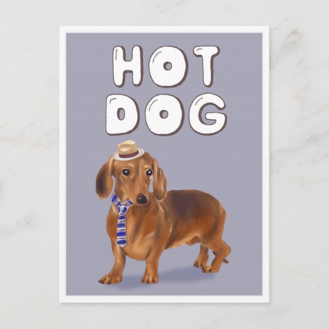 Hot Dog Funny Dackel Word Puff Postkarte (Vorderseite)