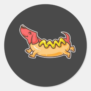 Hot Dog Funny Dog Runder Aufkleber