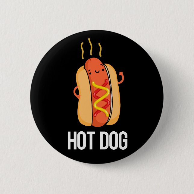 Hot Dog Funny Snack Pub Dark BG Button (Vorderseite)