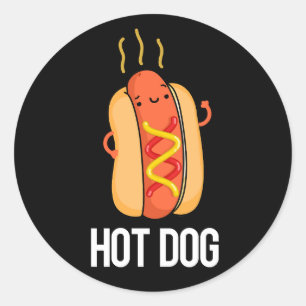 Hot Dog Funny Snack Pub Dark BG Runder Aufkleber