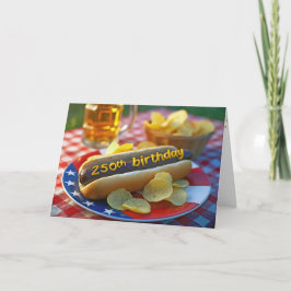 Hot Dog für Amerikas 250. Geburtstag Karte