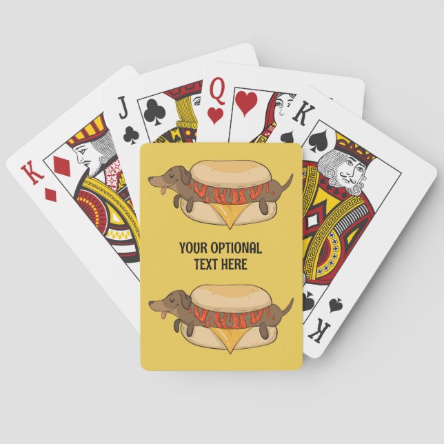 Hot Dog für benutzerdefinierten Text Spielkarten (Rückseite)
