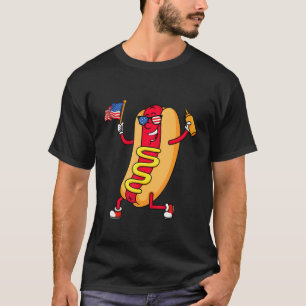 Hot Dog für den 4. Juli Picnic American Flag Wurst T-Shirt