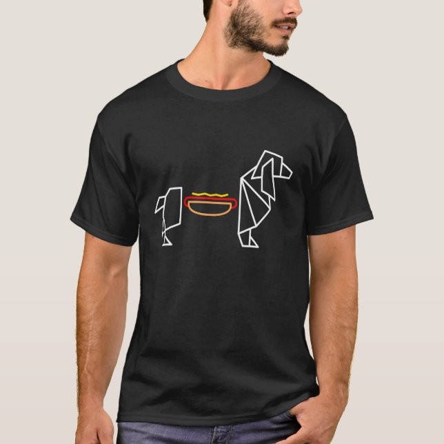 Hot Dog Hot Dog Dackel Polygon 3d Art T-Shirt (Vorderseite)