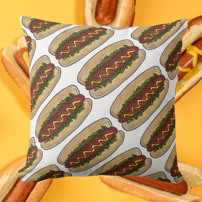 Hot Dog Hotdog Frank Dackel Entspannen Senf Bun Kissen (Hot dog pillow)