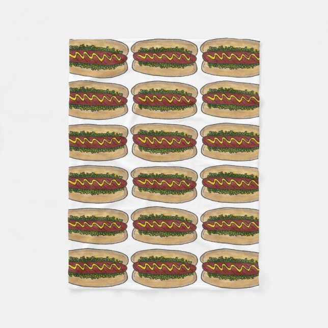 Hot Dog Hotdog mit/ Mustard Relish Fast Food Feins Fleecedecke (Vorderseite)