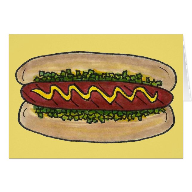Hot Dog Hotdog Mustard Relish Bun Picnic Cookout (Vorderseite (Horizontal))