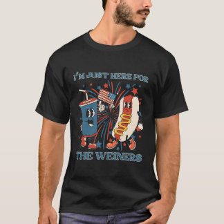 Hot Dog ich bin nur hier für die Dackeln 4. Juli T-Shirt