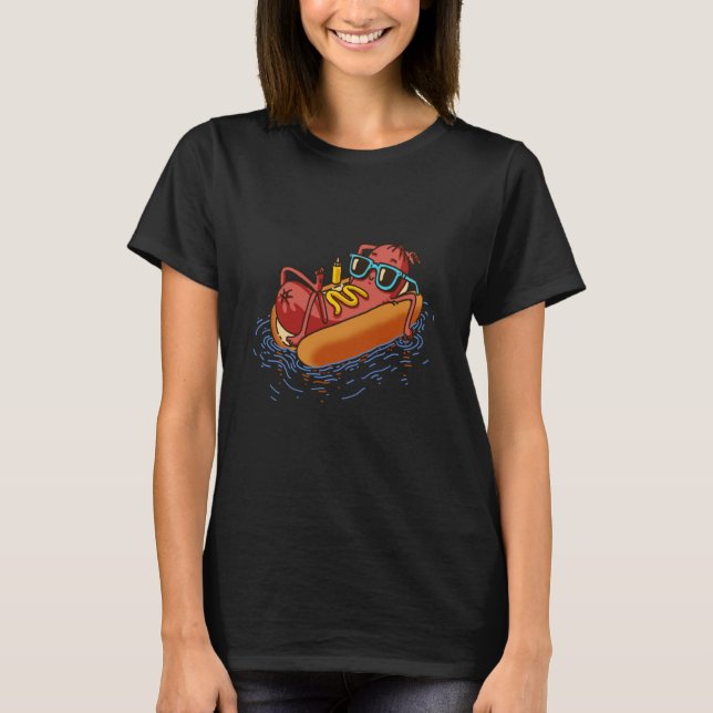Hot Dog In A Swimming Pool Summer Vacation Foodie T-Shirt (Vorderseite)