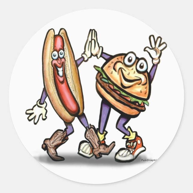 Hot Dog in Hamburger Runder Aufkleber (Vorderseite)