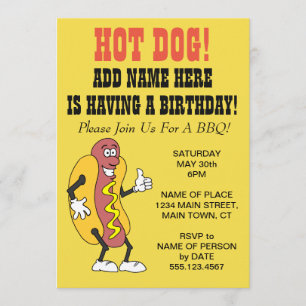 Hot Dog Jemand mit einer Einladung zur Geburtstags